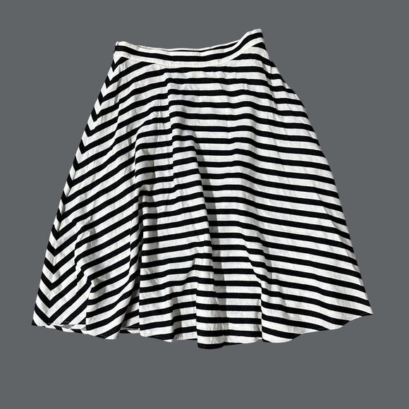 Lauren Ralph Lauren Black White Striped Swing Skirt Womens Size 10 A Line - Picture 3 of 7